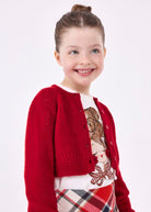 Cardigan rosso tricot trafori bambina Mayoral - ErreGiModaBimbo