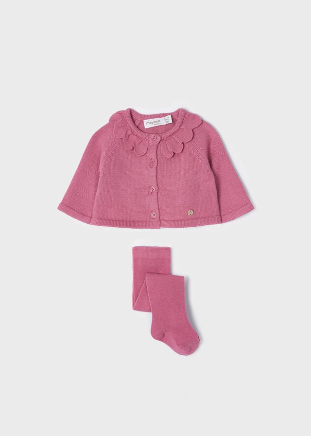 Cardigan tricot lampone con calzamglia neonata Mayoral Newborn - ErreGiModaBimbo
