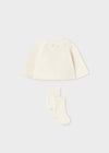 Cardigan tricot panna con calzamglia neonata Mayoral Newborn - ErreGiModaBimbo