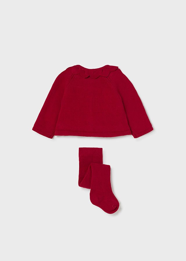 Cardigan tricot rosso con calzamglia neonata Mayoral Newborn - ErreGiModaBimbo