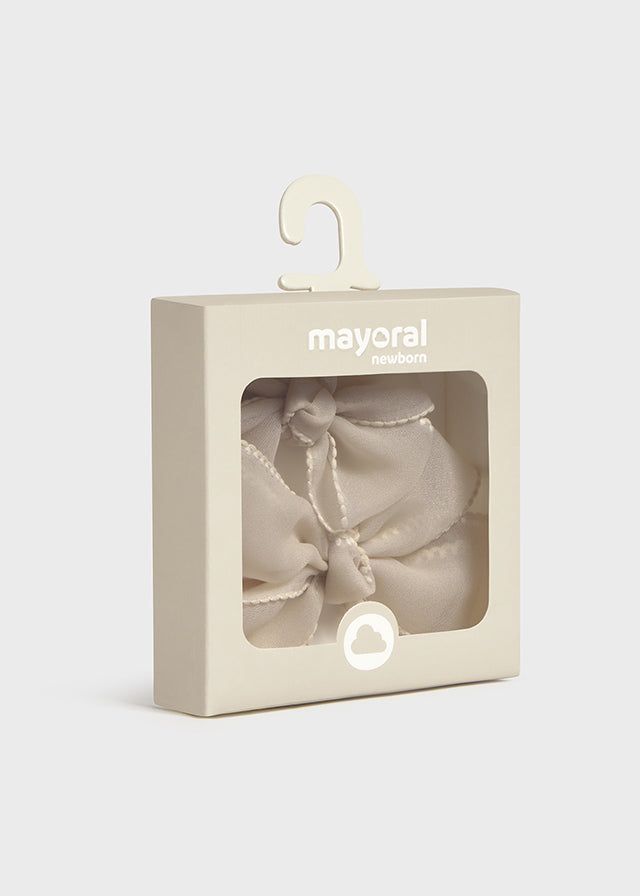 Cerchietto fascetta elasticizzata con fermaglio fiocco neonata Mayoral Newborn beige Mayoral