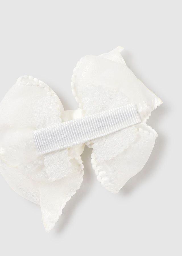 Cerchietto fascetta elasticizzata con fermaglio fiocco neonata Mayoral Newborn panna Mayoral