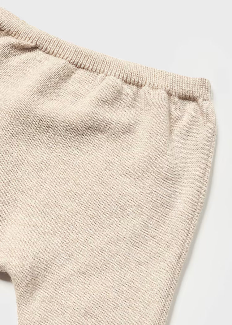 Completo 2 pezzi filo cotone neonata Mayoral Newborn panna e beige - ErreGiModaBimbo