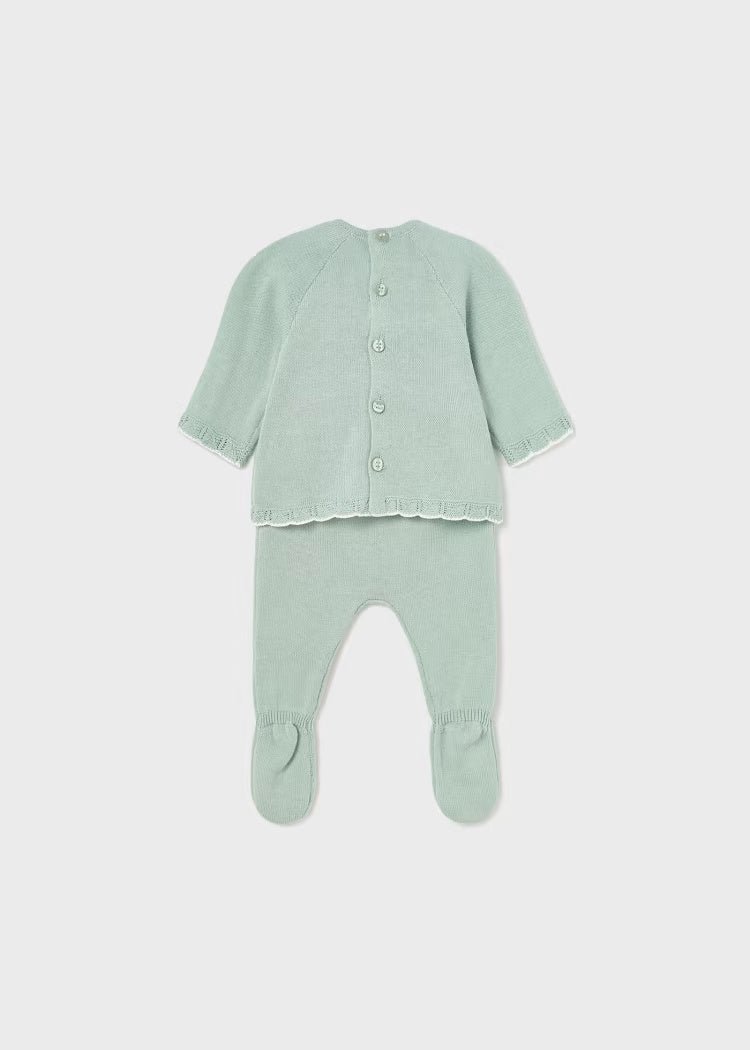 Completo 2 pezzi filo cotone neonata Mayoral Newborn verde - ErreGiModaBimbo