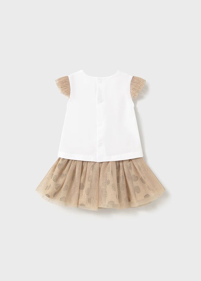 Completo 2 pezzi neonata Mayoral gonna tulle orsetto beige Mayoral Beige
