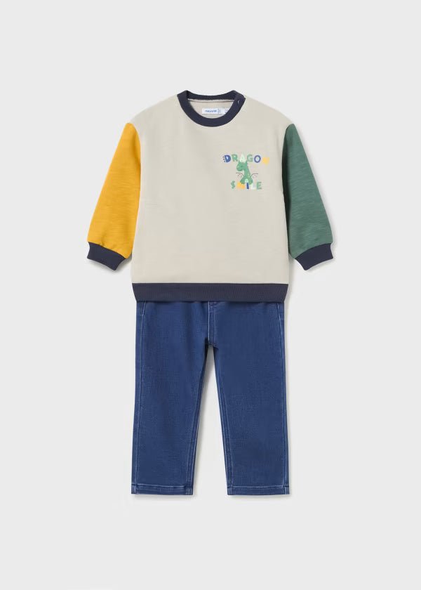 Completo 2 pezzi neonato Mayoral caldo cotone "DRAGO SMILE" - ErreGiModaBimbo