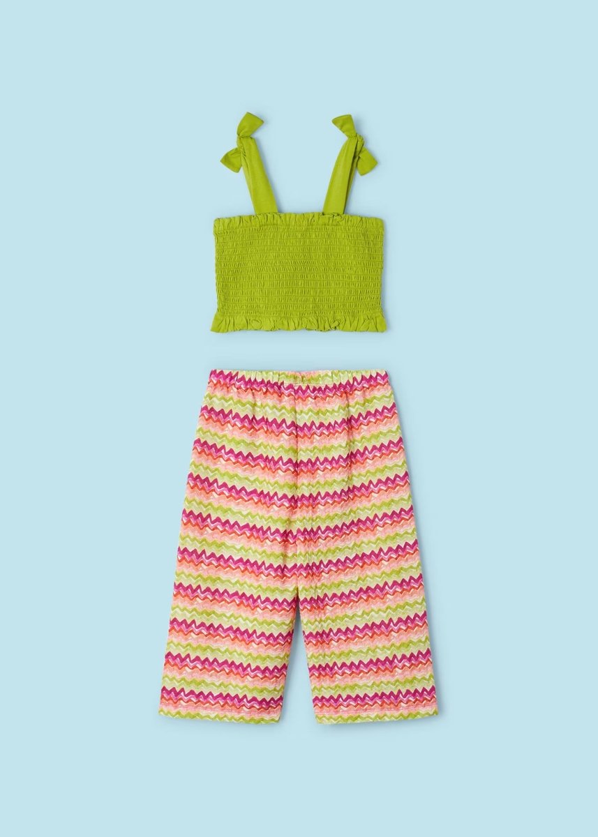 Completo 2 pezzi punto smock bambina Mayoral fantasia verde Mayoral Verde