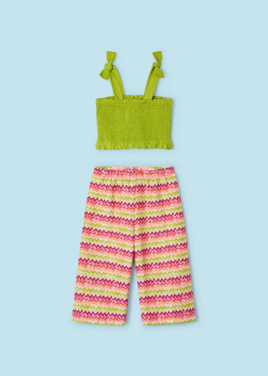 Completo 2 pezzi punto smock bambina Mayoral fantasia verde Mayoral Verde