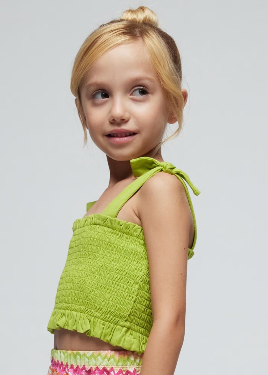 Completo 2 pezzi punto smock bambina Mayoral fantasia verde Mayoral Verde