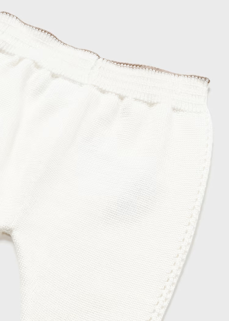Completo 3 pezzi filo cotone neonato Mayoral Newborn panna - ErreGiModaBimbo