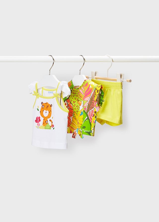Completo 3 pezzi neonata Mayoral giallo "Jungle" - ErreGiModaBimbo