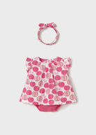Completo 3 pezzi neonata Mayoral Newborn color fragola fantasia mele Mayoral Fragola