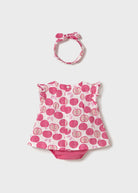 Completo 3 pezzi neonata Mayoral Newborn color fragola fantasia mele Mayoral Fragola