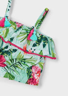Completo blusa e pantagonna fresco cotone bambina Mayoral floreale Mayoral Verde