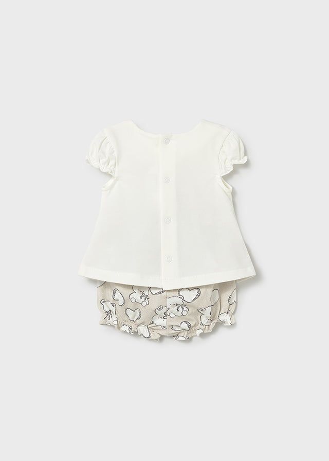 Completo estivo neonata Mayoral Newborn bianco e beige orsetti o cuori Mayoral 0-1 Mesi 55cm