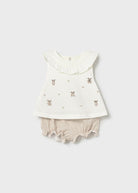 Completo estivo neonata Mayoral Newborn bianco e beige orsetti o cuori Mayoral 0-1 Mesi 55cm