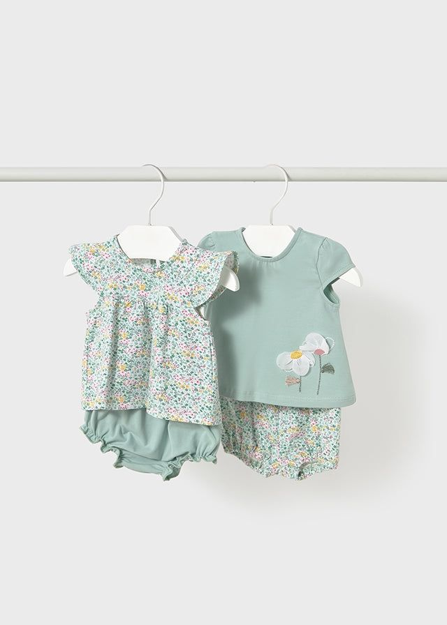 Completo estivo neonata Mayoral Newborn floreale verde giada Mayoral Multicolore