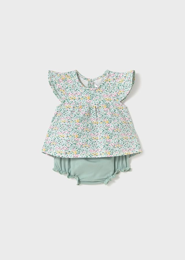 Completo estivo neonata Mayoral Newborn floreale verde giada Mayoral Multicolore