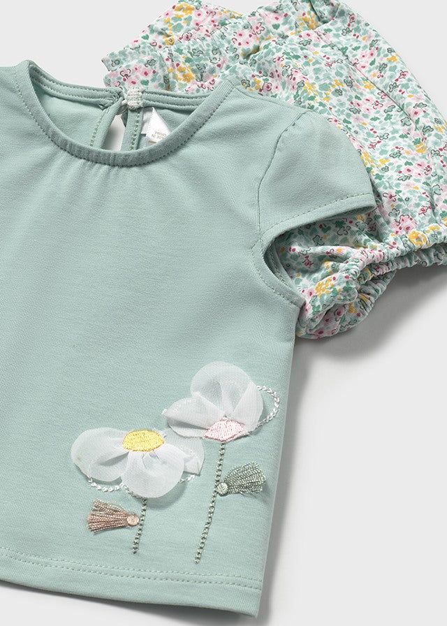 Completo estivo neonata Mayoral Newborn floreale verde giada Mayoral Multicolore