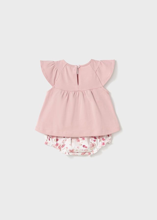 Completo estivo neonata Mayoral Newborn rosa floreale Mayoral Bianco