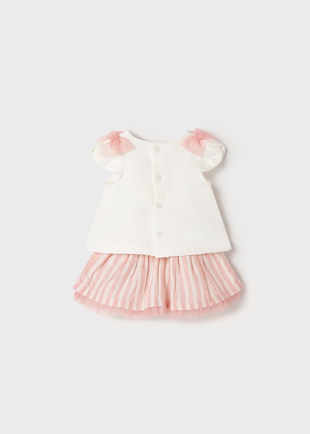 Completo gonna righe rosa e bianco neonata Mayoral Newborn - ErreGiModaBimbo