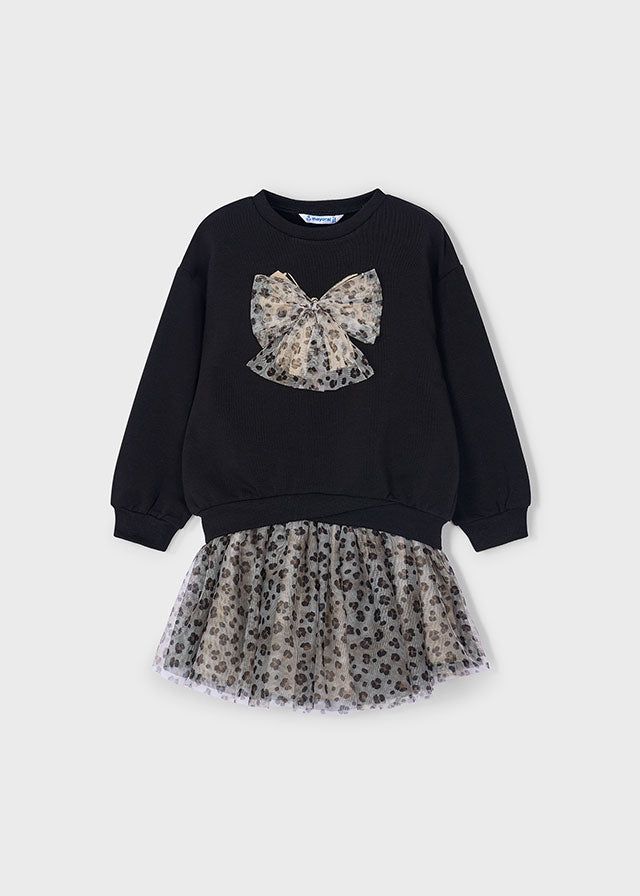 Completo gonna tulle e felpa bambina Mayoral nero maculato Mayoral 2 Anni 92cm