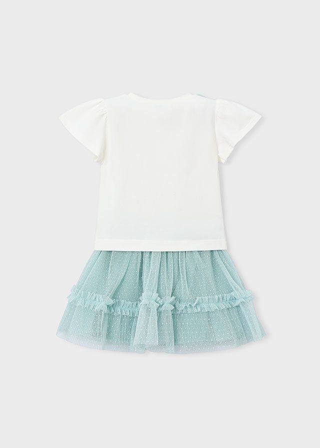 Maglietta bianca bambina Mayoral con fiore decorativo sull'angolo
