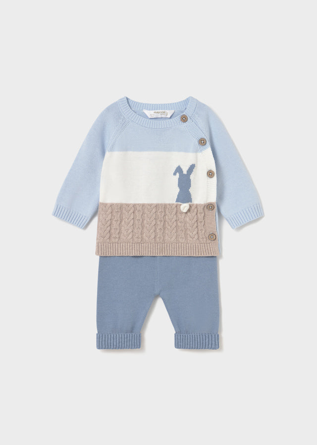 Completo in filo di caldo cotone neonato Mayoral Newborn coniglio azzurro-beige Mayoral 0-1 Mesi 55cm