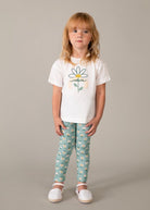 Completo bambina con maglietta e leggings floreali primavera-estate