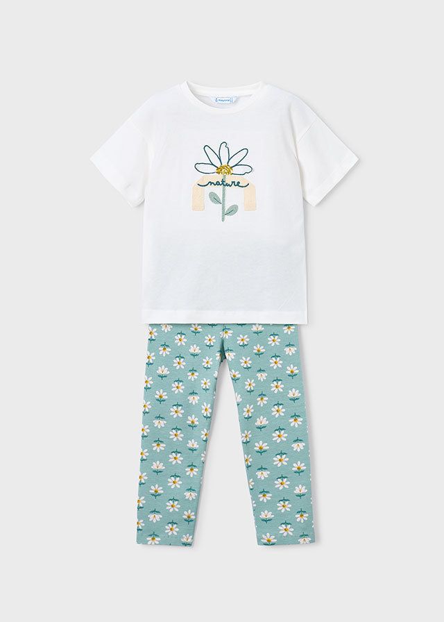 Set di abbigliamento bambina con maglietta e leggings floreali primavera-estate