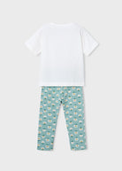 Completo bambina con maglietta bianca e leggings con fiori primaverili