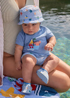Completo mare 3 pezzi costume da bagno protezione solare neonato Mayoral Newborn azzurro marino Mayoral 0-1 Mesi 55cm