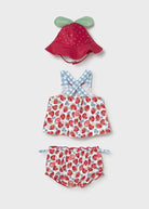 Completo mare 3 pezzi protezione solare neonata Mayoral Newborn fragole rosso Mayoral 0-1 Mesi 55cm