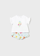 Completo pantaloncino stampato e maglietta neonata Mayoral Newborn Bianco Floreale Mayoral 0-1 Mesi 55cm