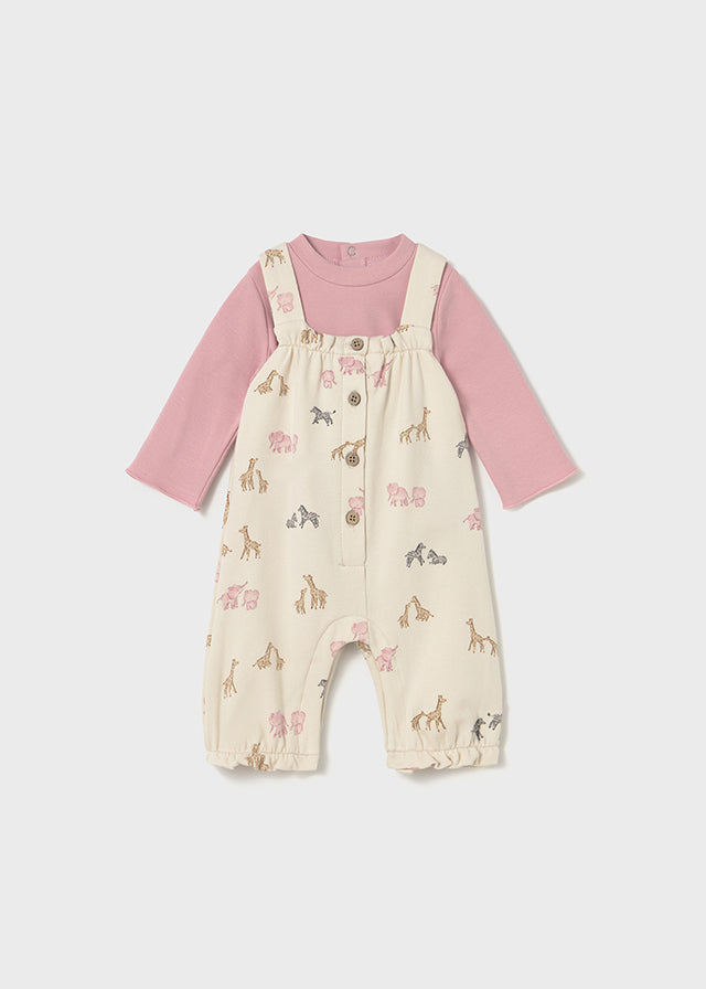 Completo salopette e maglietta neonata Mayoral Newborn Safari rosa Mayoral 0-1 Mesi 55cm