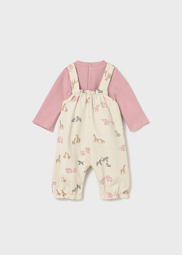 Completo salopette e maglietta neonata Mayoral Newborn Safari rosa Mayoral 0-1 Mesi 55cm