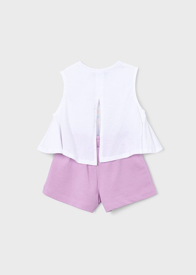Completo bambina Mayoral: shorts e maglietta lilla Mayoral 2 Anni 92cm