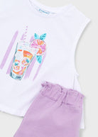 Completo bambina Mayoral: shorts e maglietta lilla Mayoral 2 Anni 92cm