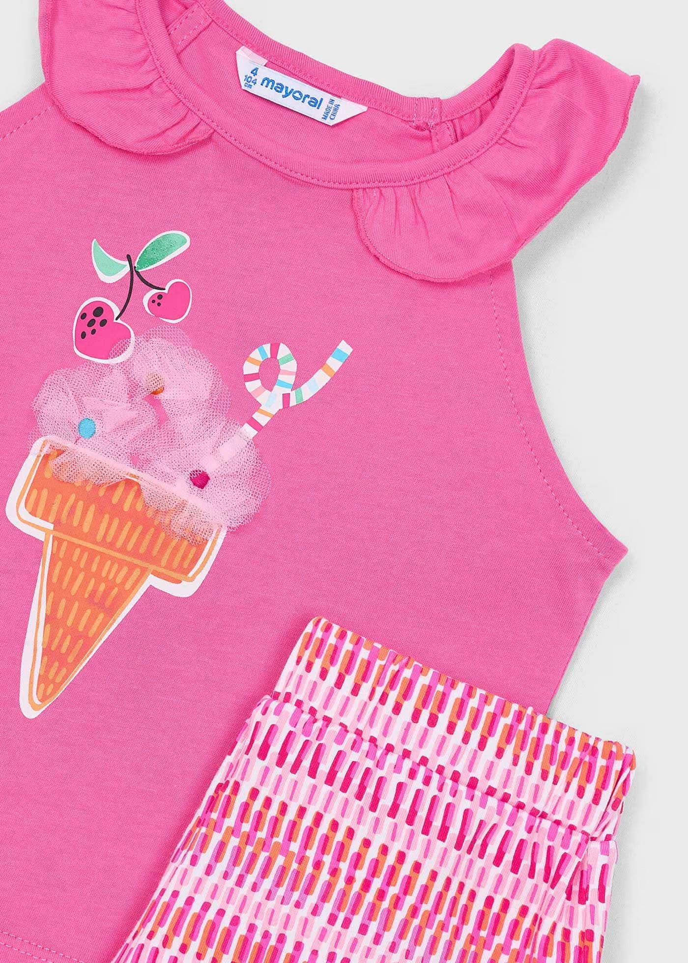 Completo shorts e maglietta gelato bambina Mayoral rosa camelia Mayoral 2 Anni 92cm