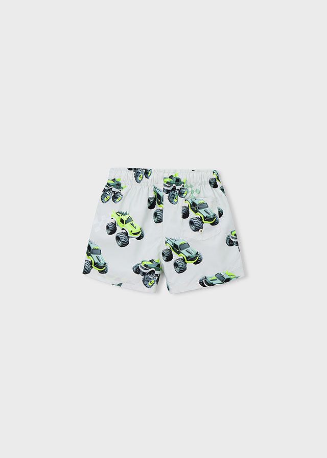 Shorts bianchi con stampa monstertrack per bambini