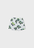 Shorts bianchi con stampa monstertrack per bambini