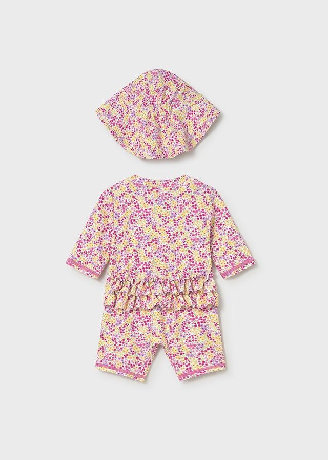 Costume mare intero con cappello protezione solare neonata Mayoral Newborn fantasia multicolor Mayoral 0-1 Mesi 55cm