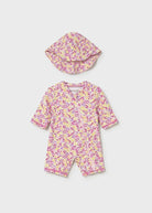 Costume mare intero con cappello protezione solare neonata Mayoral Newborn fantasia multicolor Mayoral 0-1 Mesi 55cm