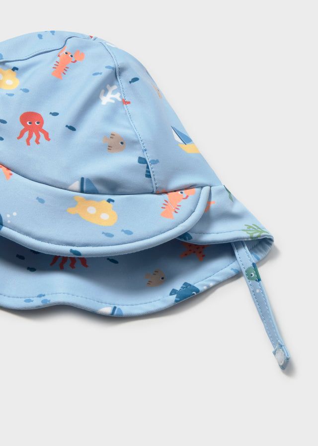 Costume mare intero con cappello protezione solare neonato Mayoral Newborn azzurro marino Mayoral 0-1 Mesi 55cm