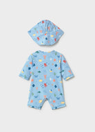 Costume mare intero con cappello protezione solare neonato Mayoral Newborn azzurro marino Mayoral 0-1 Mesi 55cm