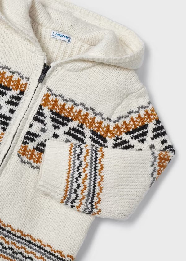 Felpa giacca zip jacquard bambino Mayoral colore panna - ErreGiModaBimbo