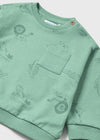 Felpa pullover cotone garzato neonato Mayoral verde safari - ErreGiModaBimbo