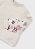 Felpa pullover ricami Cottone bambina Mayoral color pietra - ErreGiModaBimbo