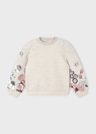 Felpa pullover ricami Cottone bambina Mayoral color pietra - ErreGiModaBimbo