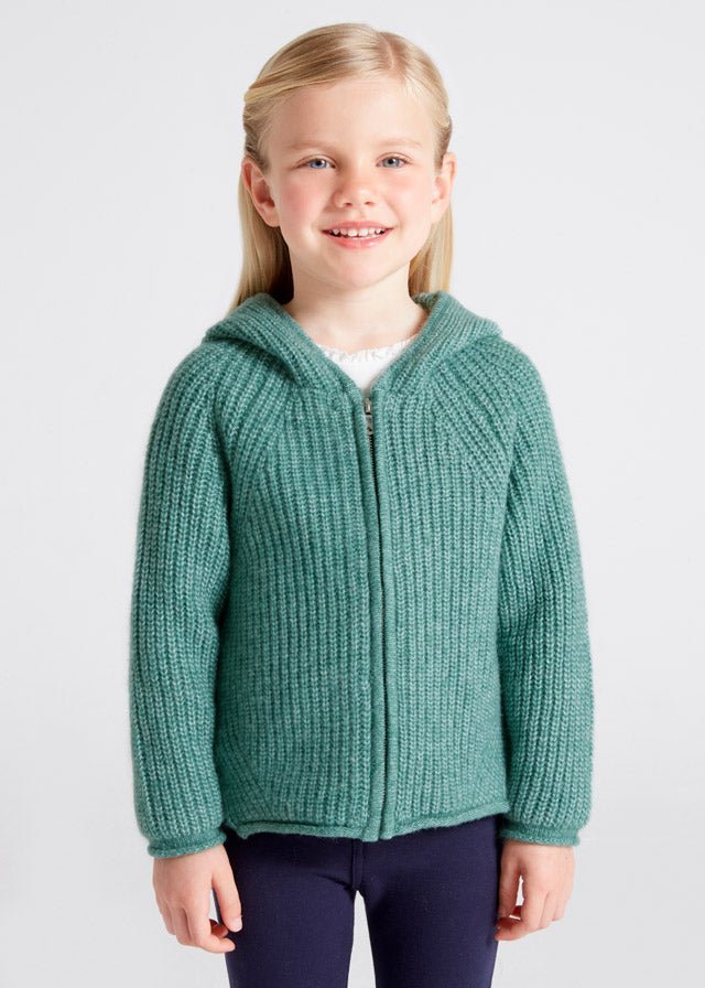 Felpa zip bambina Mayoral tricot verde - ErreGiModaBimbo